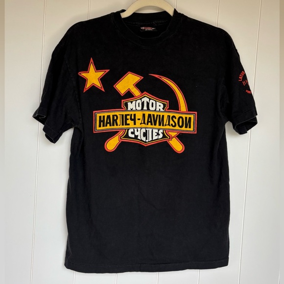 Rare Vintage Harley-Davidson Of Russia Soviet Union Graphic T-Shirt Small/Medium - Picture 1 of 6